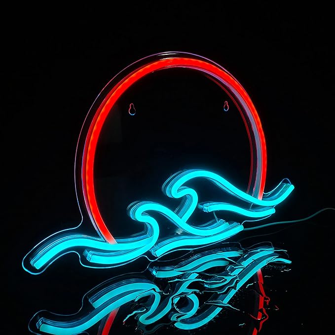 Sunset with Waves Neon Sign LED Sunrise Neon Light for Bedroom Wall Decor Anime Wave Neon Signs LED Sunset Light Sign (Sunset)
