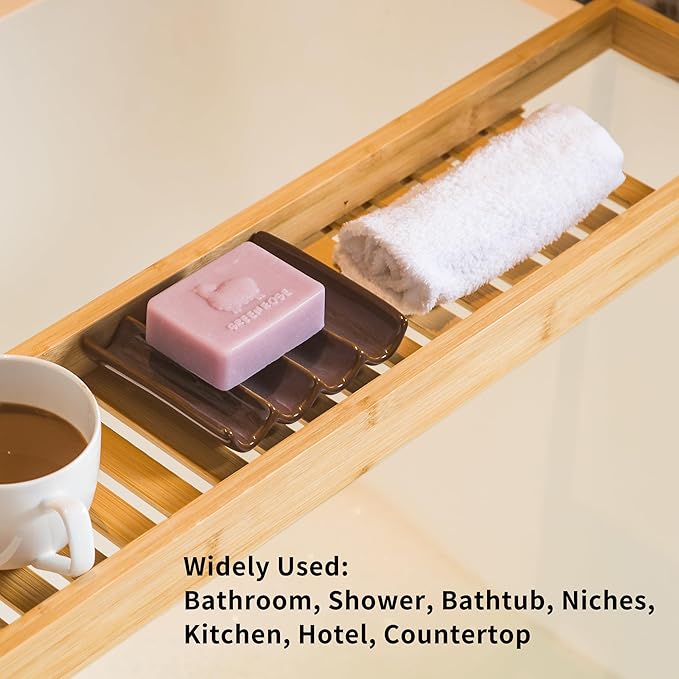 Ceramic Bar Soap Dish and Savers for Bathroom, Shower and Kitchen, Japanese Self Drain Soap Holder, Purple