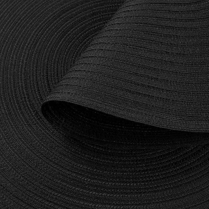 SHACOS Round Braided Placemats Set of 4 Heavy Cotton Polyester Washable Round Table Mats for Dining Tables 15 inch Non Slip Heat Resistant (Black, 4)