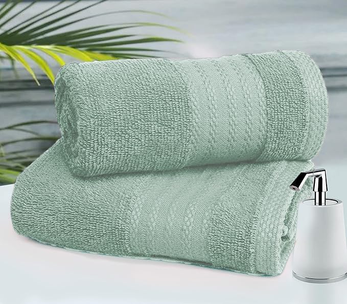 GLAMBURG Premium Cotton 4 Pack Bath Towel Set - 100% Pure Cotton - 4 Bath Towels 27x54 - Ideal for Everyday use - Ultra Soft & Highly Absorbent - Sea Green