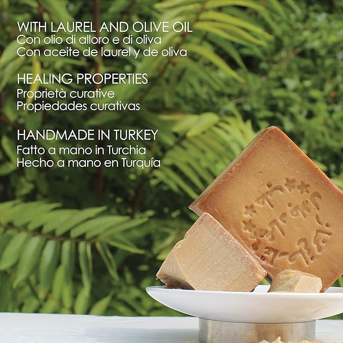 LYNPHA VITALE Aleppo Soap Bar with Olive Oil and 16% of Laurel Oil – Handmade Soap for Sensitive Skins, Original Recipe - 100% Natural and Biodegradable - 1x7,05 oz