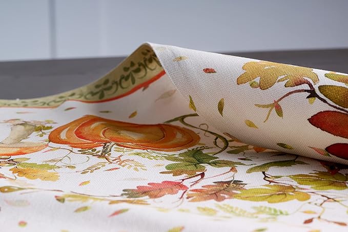 Maison d' Hermine Placemats Set of 4 100% Cotton Washable Cloth Place Mats, Reusable Table Mats for Kitchen Dining Decoration, Party, Wedding, Restaurant (Pumpkin Passion, 13" x 19")