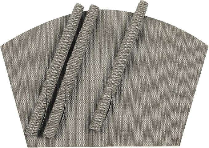 SHACOS Wedge Placemats Set of 4 for Small Round Table Woven Vinyl Non Slip Heat Resistant Table Place Mats Wipe Clean Indoor Outdoor (4, Gray)