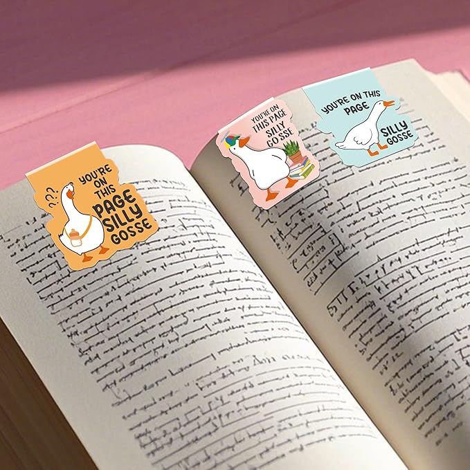 Funny Gosse Magnetic Bookmarks: 8 Pcs Gosse Magnet Book Marks, Cute Animals Page Marker Clips for Reading Women, Fun Bookish Gifts for Girls Kids, Back to School Accessories
