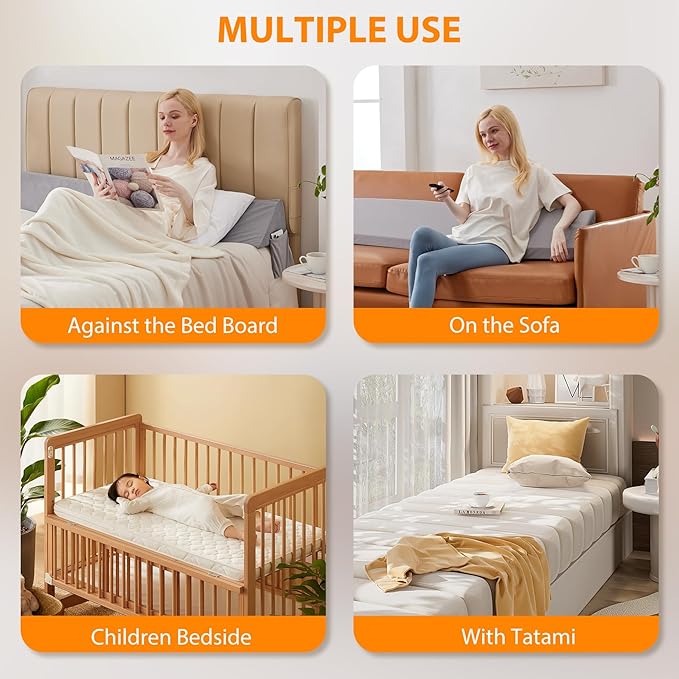 Queen Bed Wedge Pillow for Headboard, Bed Gap Filler, Mattress Gap Filler Queen, Fill The Gap (0-7") Between Headboard and Mattress (Velvet, 60"x10"x6")