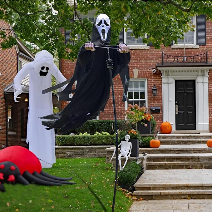 Scarecrow Screaming Ghost, Scary Halloween Decorations Outdoor Scary Ghost, Halloween Scary Scream Scarecrow Decorations