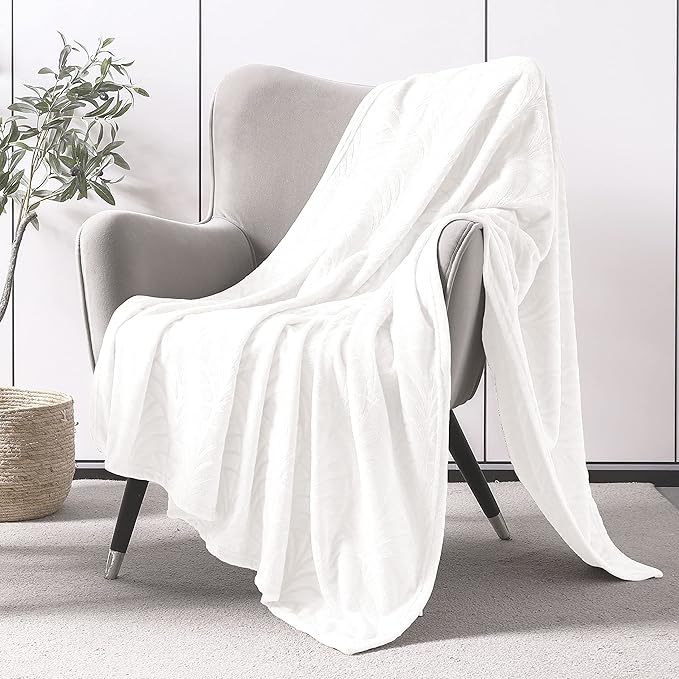 Whale Flotilla Flannel Fleece Throw Blanket for Couch, Soft Fluffy Velvet Sofa Blanket with Decorative Vintage Pattern for All Season, Warm and Lightweight, 50x60 Inch, White