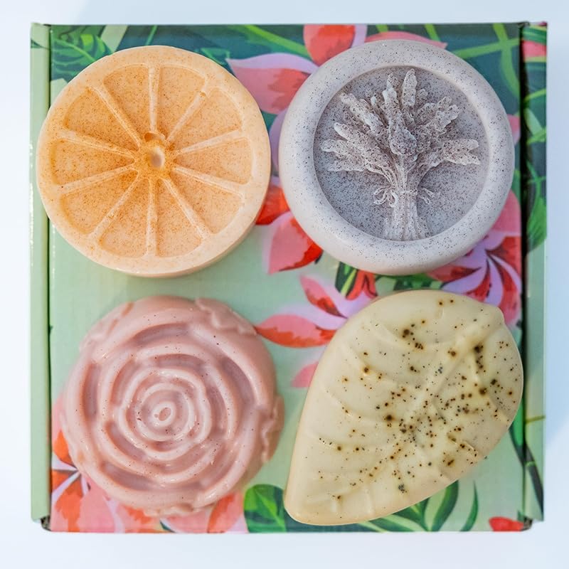 LU'HANNA Handmade All-Natural Castile Soap w/Essential Oils & Organic Clays, Rose, Lavender, Citrus, Tea Tree Eucalyptus, (Pack of 4, 3.5 oz each)