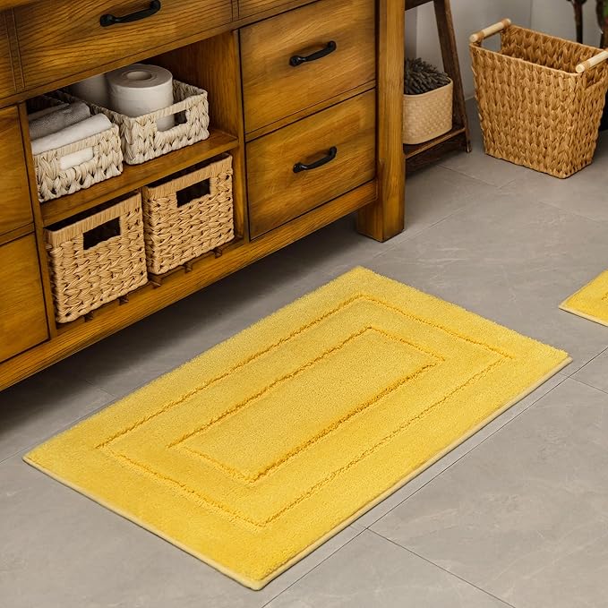 GRANNY SAYS Bathroom Rug Mat,36" x 24" Bath Mats for Bathroom Non-Slip, Super Soft and Water Absorbent, Microfiber Bath Rugs, Machine Wash Dry, Large Bath Rugs for Floor, Yellow