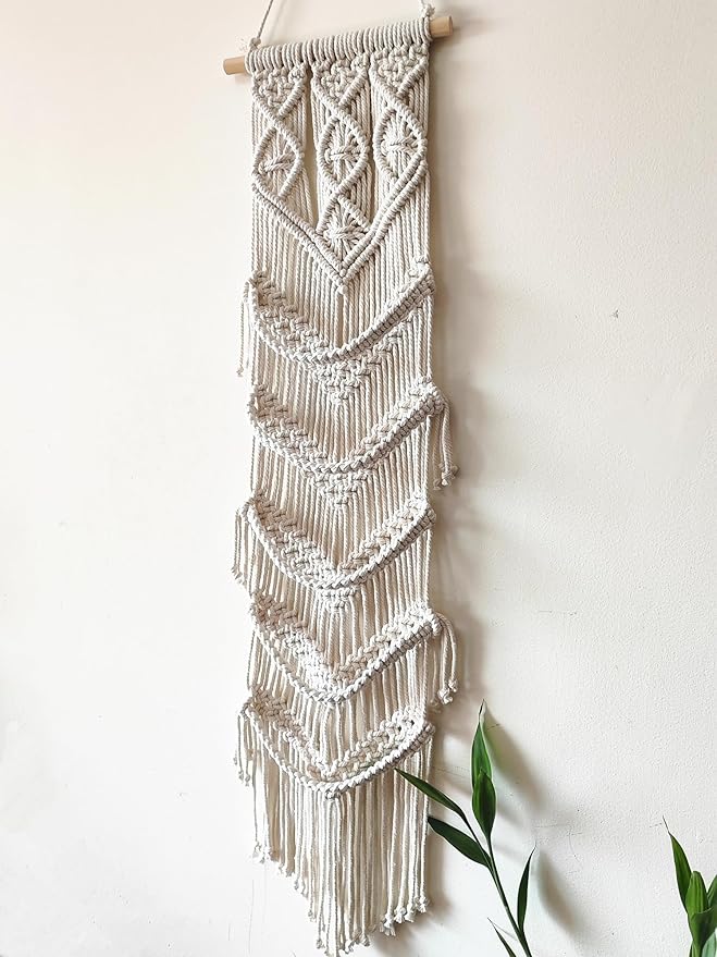 Macrame Cap Holder, Boho Hats organizer for baseball Caps, Hat Rack for Wall Hanging Decoration, Cap Rack for collection Display, Handmade Cap Hanger Storage Organizer (Five hats)