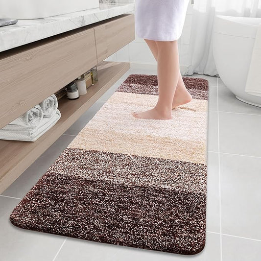 Arotive Microfiber Bathroom Rugs, Shaggy Soft and Absorbent Bath Rug, Non-Slip, Thick Plush Machine Washable Dry Bath Mats for Bathroom, Tub and Shower, 70x24, Brown