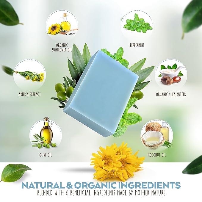 Aspen Kay Naturals Handmade Arnica & Mint Soap. Vegan, Cold processed - Olive, Shea Butter, Coconut, Essential, And Palm oil. All Skin Types & Sensitive Skin, Made in the USA (3 Pack)