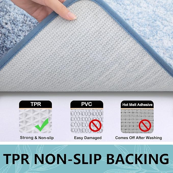 Arotive Microfiber Bathroom Rugs, Shaggy Soft and Absorbent Bath Rug, Non-Slip, Thick Plush Machine Washable Dry Bath Mats for Bathroom, Tub and Shower, 70x24, Light Blue