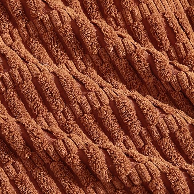 Fancy Homi 4 Packs Rust Decorative Throw Pillow Covers 20x20 Inch for Living Room Couch Bed Sofa, Terracotta Rustic Farmhouse Boho Home Decor, Soft Plush Striped Corduroy Square Cushion Case 50x50 cm