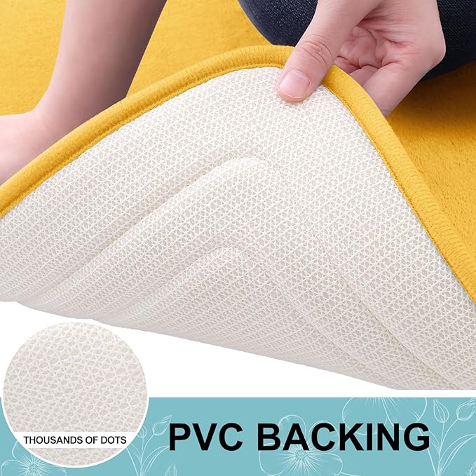 Grandaily Memory Foam Bath Mat Rug 30x20, Ultra Soft, Non-Slip and Absorbent Bathroom Rugs, Machine Wash Dry, Comfortable Bath Carpet for Bathroom Floor, Tub and Shower, Yellow