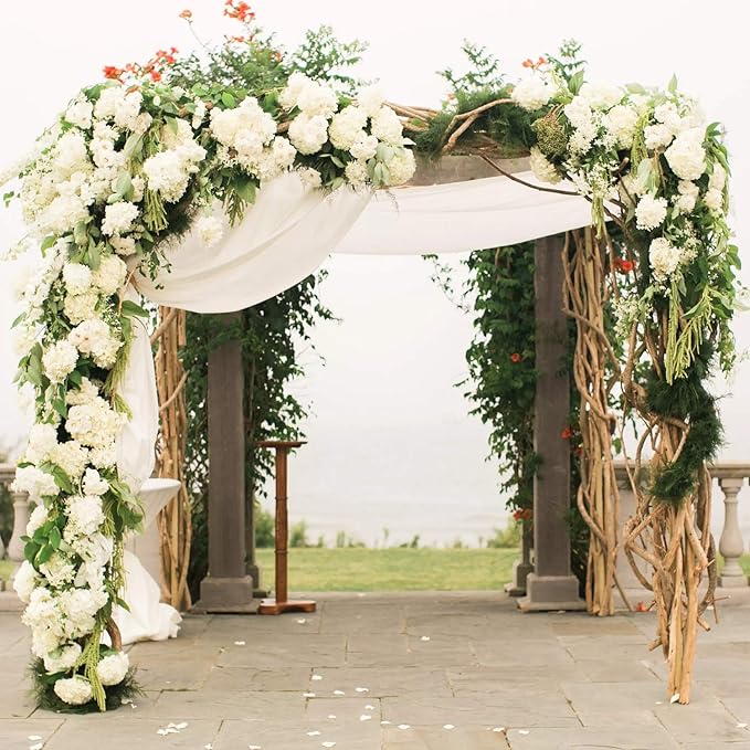 Flojery Silk Hydrangea Heads Artificial Flowers Heads with Stems for Home Wedding Decor,Pack of 10 (Ivory)