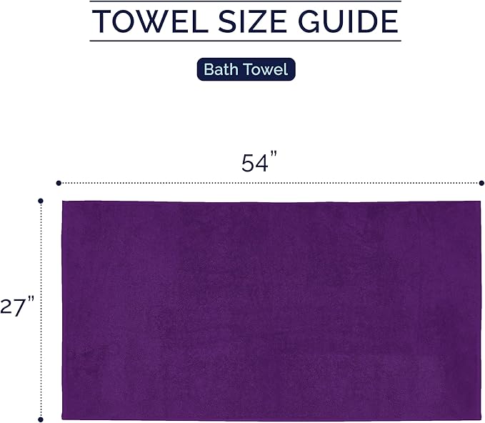 Elegant Comfort Premium Turkish Cotton 2 Pack Bath Towel Set - 27 x 54 inch, Luxurious Hotel Spa Quality 100% Turkish Cotton 2PC Bath Towel Set - Highly Absorbent - Soft Bathroom Towels, Purple