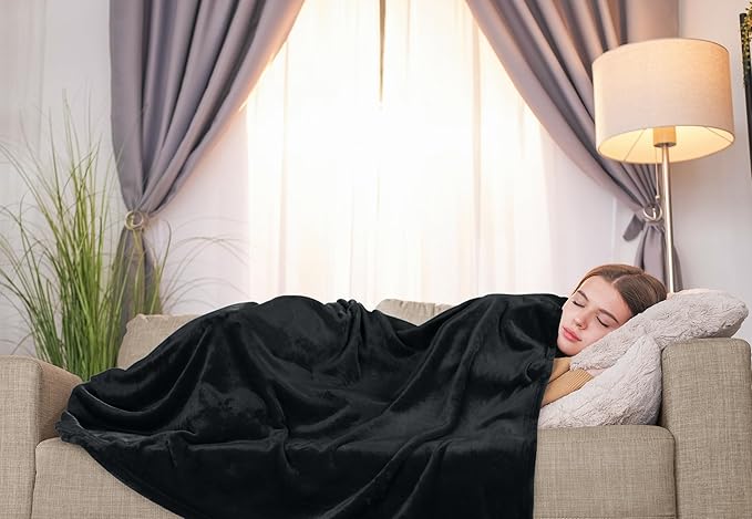 Utopia Bedding Fleece Blanket Throw XL Size Black 300GSM Luxury Anti-Static Fuzzy Soft Microfiber Blanket for Couch, Sofa and Bed (70x50 Inch)