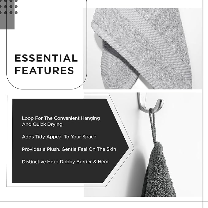 600 GSM Premium Light Grey Bath Towel, 100% Cotton Towels for Bathroom, Silver Soft Bath Towels, Body Towels Silver Towel Set for Bathroom 27x54 Inc Lt. Grey Bath Towels Set of 4