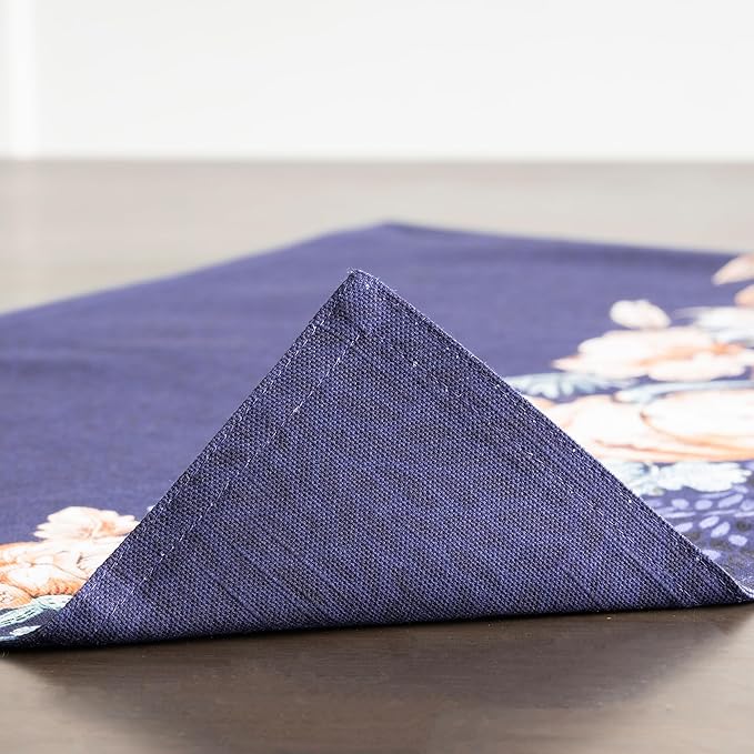 Maison d' Hermine Placemats Set of 4 100% Cotton Washable Cloth Place Mats, Reusable Table Mats for Kitchen Dining Decoration, Party, Wedding, Restaurant (Pumpkin Blues, 13" x 19")