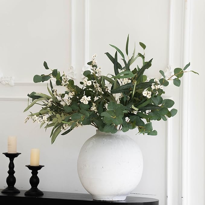 MISSPIN Artificial Flowers with Greenery Stems Faux Plants Indoor Branches for Tall Vase Ultra-Realistic, 11 Pcs Wedding Centerpieces, Home Decor & DIY Bouquets