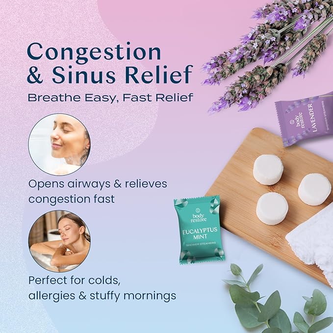 Body Restore Shower Steamers Aromatherapy 6 Pack - Fathers Day Unique Gifts for Dad, Grandpa, Birthday Gift for Mom, Daughter, Son, Best Friend, Travel Essentials, Self Care, Bath Bombs - Bloom