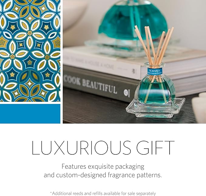 AGRARIA AirEssence Flower and Reed Diffuser Set, Hand Crafted Sola Flower Botanical Home Fragrance Diffuser, Scented Oil Reed Diffuser, Flower and Reed Diffuser Gift Set for All Occasions
