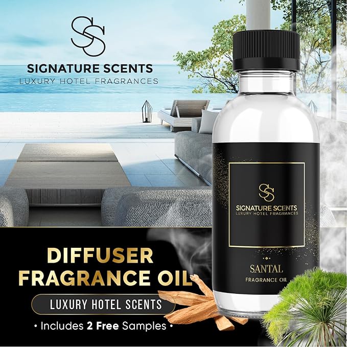 Luxury Hotel Diffuser Oil for Hotels and Homes - Aromatherapy Oils for use with an Essential Oil Diffuser at Home - Fragrance-Scent Diffuser Oil Blend (Santal) 4.05fl oz (120ml)