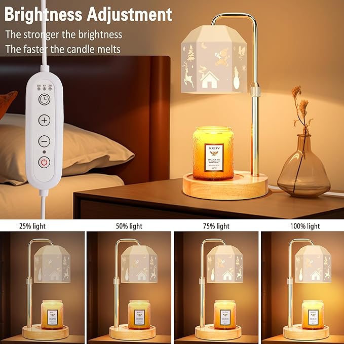 Candle Warmer Lamp with Timer Dimmer,Adjustable Height Candle Warmer, Candle lamp for Scented Wax Jar Candles, for Women,House Warming Gifts for New Home Bedroom Decor,Hollow Art