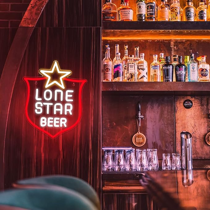 JFLLamp Lone Star Neon Signs for Wall Decor Neon Lights for Bedroom Led Signs Suitable for Man Cave Bar Pub Restaurant Christmas Birthday Party Gift Art 5V Usb Power 15*12.2 Inch(Red+White+Warm White)