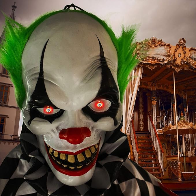Haunted Hill Farm 71" Standing Clown Halloween Animatronic