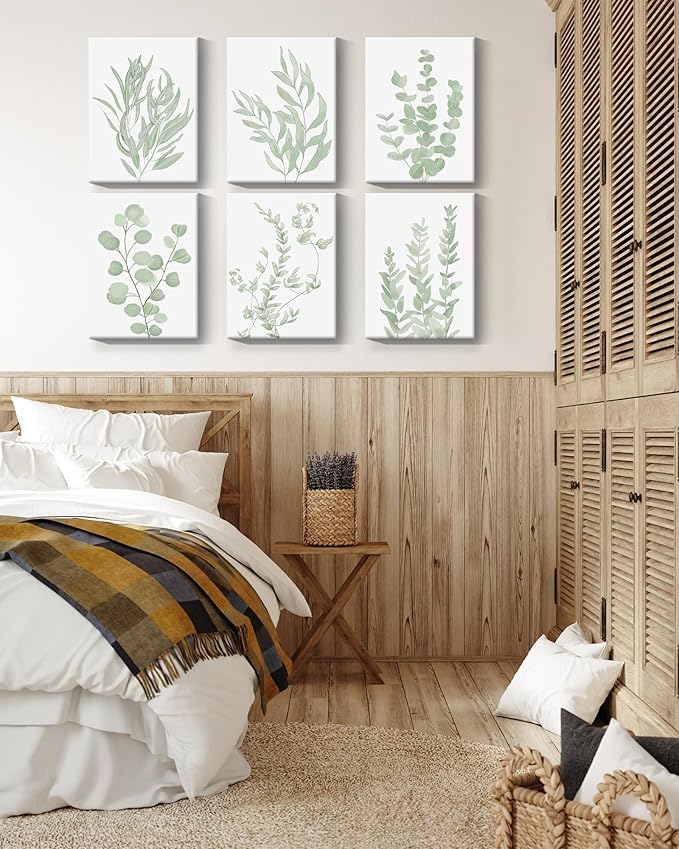 ๐๐ฟ๐๐ผ๐๐บ Botanical Eucalyptus Canvas ๐๐ฟ๐ฎ๐บ๐ฒ๐ฑ Wall Art 12โx 16โ Large Boho Plant Wall Decor for Bedroom Minimalist Prints for Living Room Light Green Botanical Art Painting for Office Eucalyptus Leaf