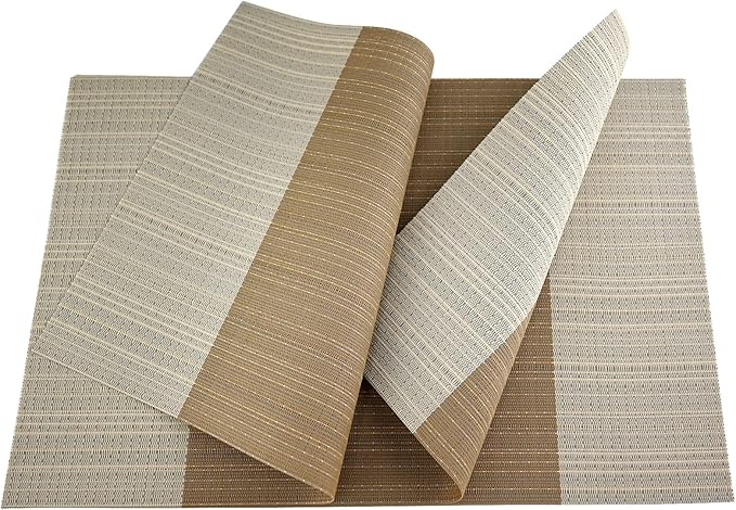 Vinyl Grey Florals Placemats Heat Resistant Dining Table Mats Non-Slip Washable Place Mats Set of 6