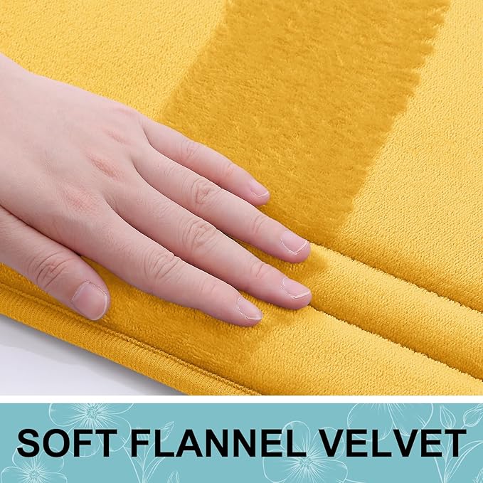 Grandaily Memory Foam Bath Mat Rug 30x20, Ultra Soft, Non-Slip and Absorbent Bathroom Rugs, Machine Wash Dry, Comfortable Bath Carpet for Bathroom Floor, Tub and Shower, Yellow