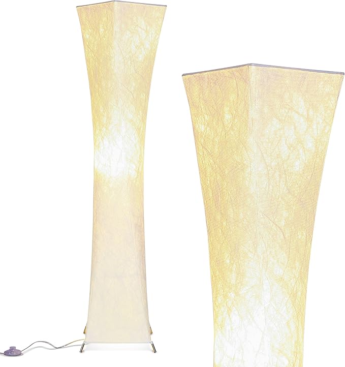 Brightech Harmony Contemporary Lamp for Boho Living Rooms & Offices, LED Floor Lamp for Bedrooms, Tall Lamp with Heavy Base, Mid-Century Modern Standing Lamp for Great Living Room Décor – White Shade