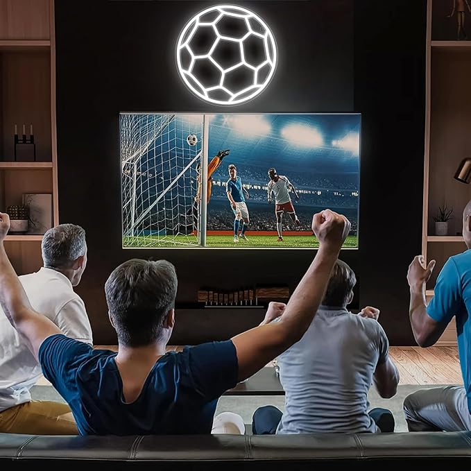 YSMNDE Soccer Neon Sign for Bedroom, Dimmable Soccer LED Signs for Wall Decor, Powered by USB Football Neon LED Light for Boys Room Birthday Party Kids Holiday Gifts,12'' X 12''