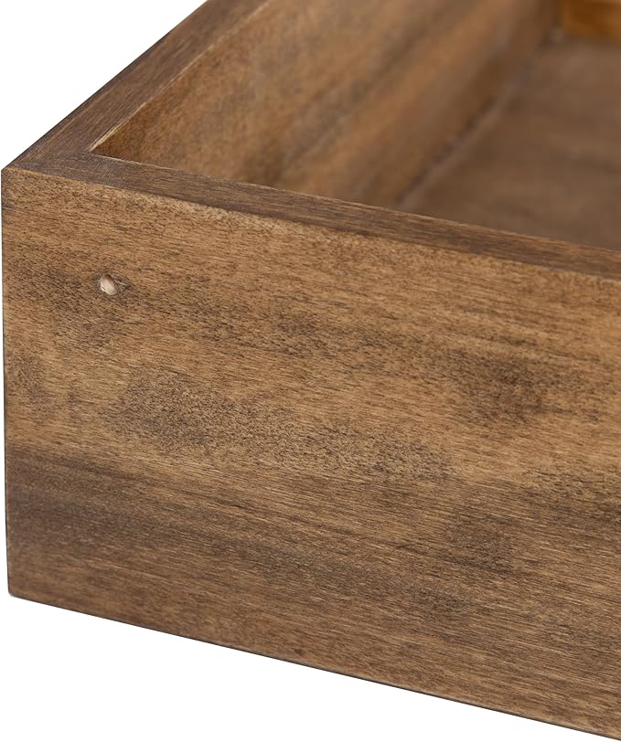 Kate and Laurel Levie Rustic Modern Floating Corner Wood Wall Shelves, 12 x 12 Inches, 2 Pack, Rustic Brown