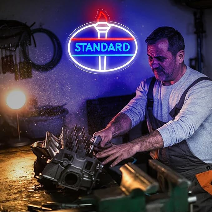 Standard Neon Sign for Wall Decor Garage Led Neon Light for Man Cave Led Neon Light Sign Neon Sign for Auto Room Repair Shop 5V USB Powered,Size13.7 * 12.2inch(ZYLD083)