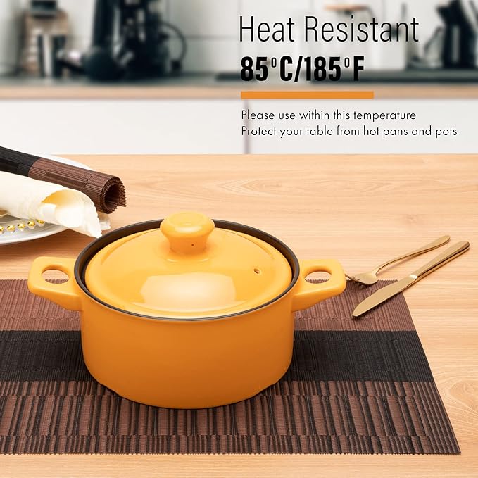 Winknowl Placemats, Set of 8 Heat Resistant Stain Resistant Non-Slip Woven Vinyl Insulation Placemats, Washable Durable Elegant Table Mats for Dining (Coffee)