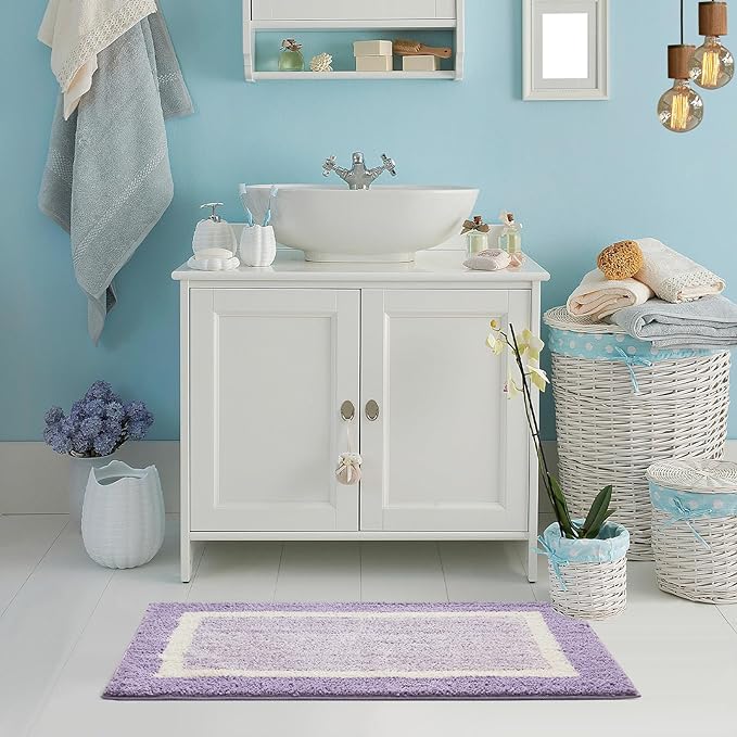 CozeCube Bath mats for Bathroom Non Slip, Purple Bath Rug, Fluffy Bath Rugs for Bathroom Washable, Extra Soft and Absorbent Microfiber Bath mat for Shower Sink, 32" x 20"