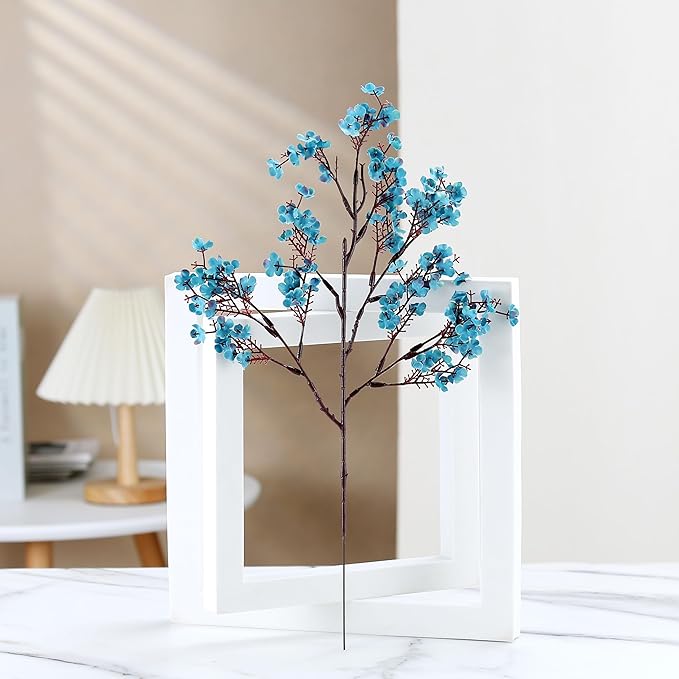 JAKY-Global Babys Breath Fabric Cloth Artificial Flowers 12 Bundle European Fake Silk Plants Decor Wedding Party Decoration Bouquets Real Touch DIY Home Garden (Autumn Blue-12pcs)