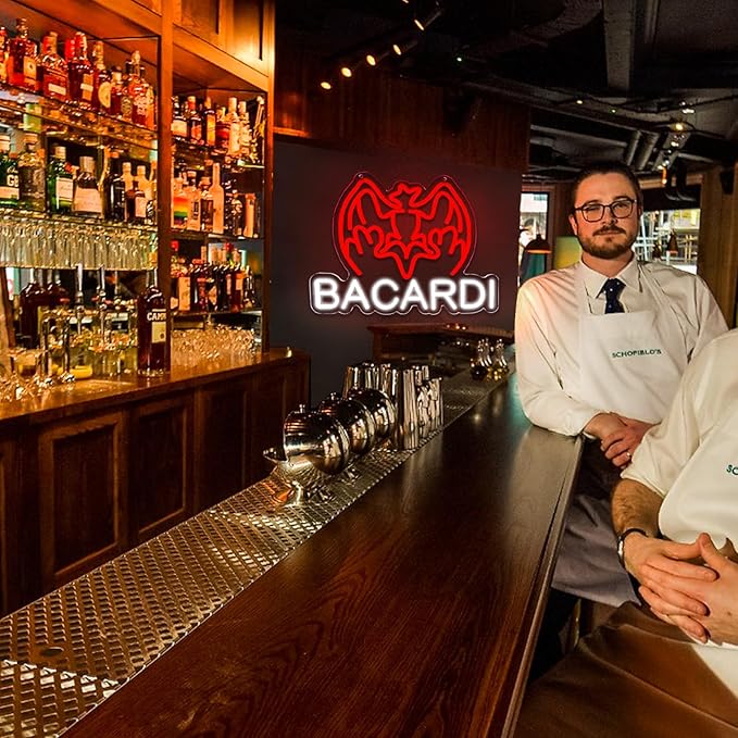 Bacardi Rum neon commercial sign for bar wall decor,USB Powered Decorative Bar Open Sign for Home Bar Store Party Decor,Neon Lights for Man Cave