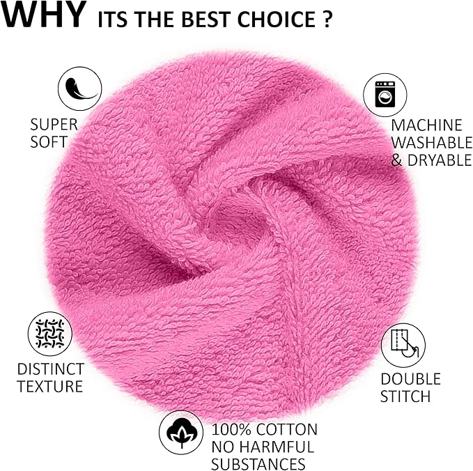Quick-Dry, Soft & High Absorbent Bath Towels 27"x54" Cotton Turkish Bath Towel Set of 4 | Daily Use 100% Cotton Towels for Bathroom, Gym & More | Bathroom Towels Set (4 Pcs, Pink)