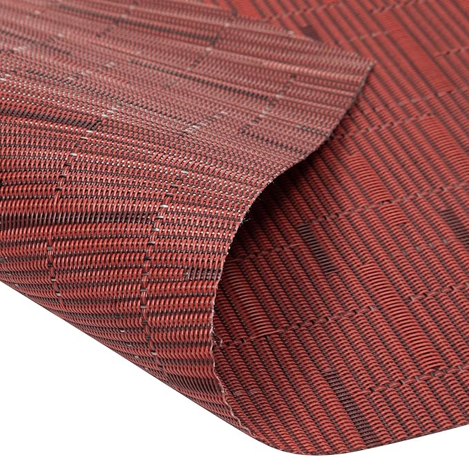 SHACOS Small Round Table Placemats Set of 4 Wedge Placemats Burgundy Red Heat Resistant Table Mats Wipe Clean (4, Burgundy Red)