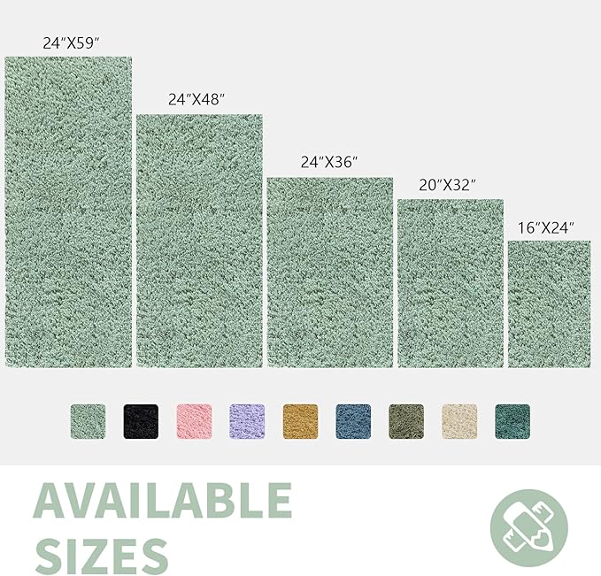 CozeCube Sage Green Bathroom Rug 59" x 24", Bath mats for Bathroom Non Slip, Ultra Soft Bath Rugs Washable, Plush Microfiber Area Rugs for Bedroom, Runner Rug