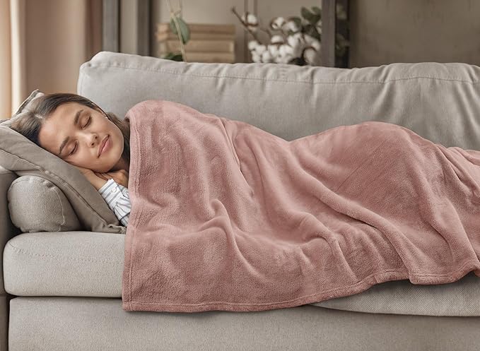 Utopia Bedding Rose Pink Fleece Blanket Full Size Lightweight Fuzzy Soft Anti-Static Microfiber Bed Blanket (90x84 Inch)