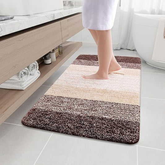 Arotive Microfiber Bathroom Rugs, Shaggy Soft and Absorbent Bath Rug, Non-Slip, Thick Plush Machine Washable Dry Bath Mats for Bathroom, Tub and Shower, 44x32, Brown