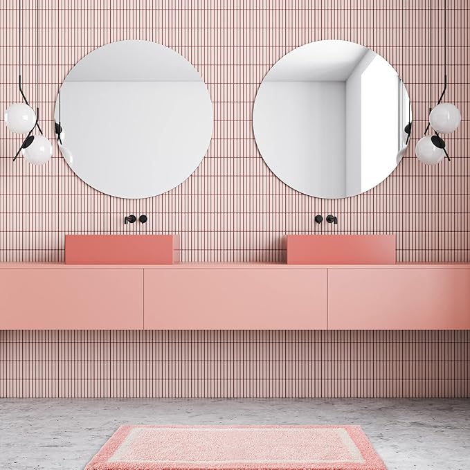 CozeCube Bath mats for Bathroom Non Slip, Plush Shaggy Bath Rugs for Bathroom Washable, Extra Soft and Absorbent Microfiber Bath Rugs, Bath mat Runner, Blossom Pink, 59" x 24"