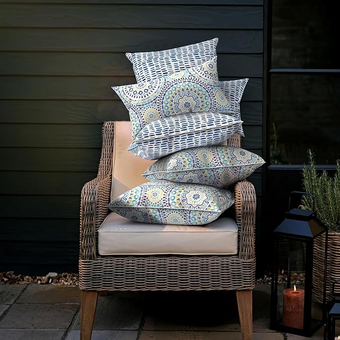 LVTXIII Pack of 2 Outdoor Throw Pillow Covers Accent Waterproof Pillow Covers ONLY, Patio Square Cushion Cases for Garden Balcony Couch Sofa Decoration 20x20 inch, Pebble Blue