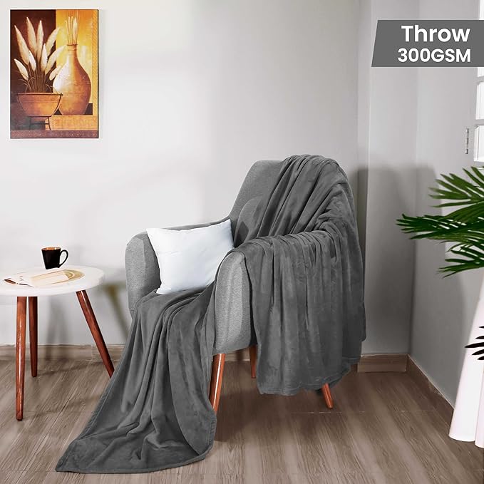 Utopia Bedding Grey 300GSM Fleece Blanket (Throw Size - 50x60 Inch) Luxury Soft Bed Blanket (Bulk Pack of 16)